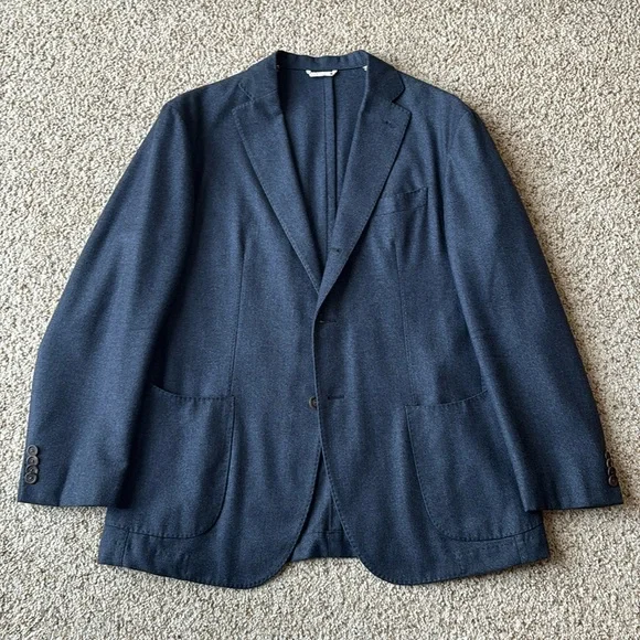 *Luxury* Finamore 1925 Napoli Navy Hand Tailored Patch Pocket Blazer Eu 52 US 40 - Picture 1 of 16